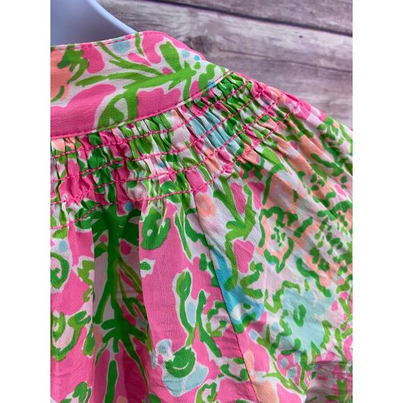Lilly Pulitzer Elsa Silk Top, Roxie Pink Floral Long Sleeve Blouse Size Large - Picture 7 of 11
